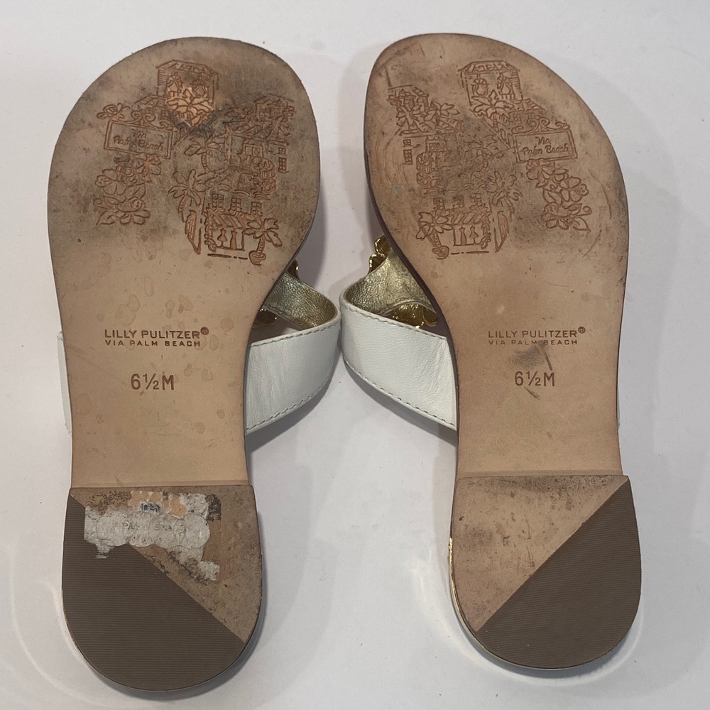 Lilly Pulitzer White Sandals with Pink Floral Accent - Picture 8 of 8